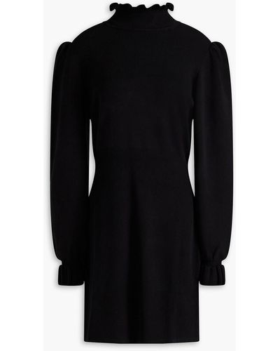 Ba&sh Sancie Ruffled Ribbed-knit Mini Dress - Black