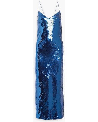 Ronny Kobo Shelly Sequined Chiffon Maxi Dress - Blue