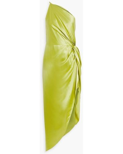 Michelle Mason One-shoulder Draped Silk-satin Mini Dress - Yellow