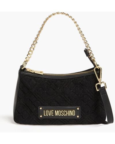 Love Moschino Quilted faux leather and brushed-felt shoulder bag - Schwarz