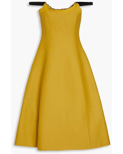 Khaite Uma Off-the-shoulder Wool-blend Felt Midi Dress - Yellow