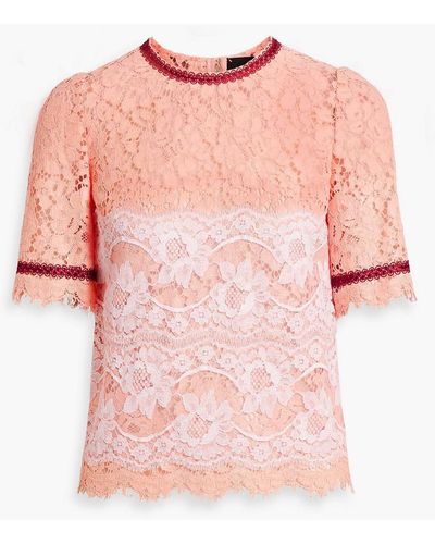 Dolce & Gabbana Layered Corded Lace Top - Pink