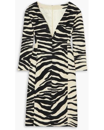 Dries Van Noten Zebra-print Cloqué Midi Dress - Black