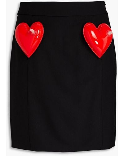 Moschino Appliquéd Twill Mini Skirt - Black