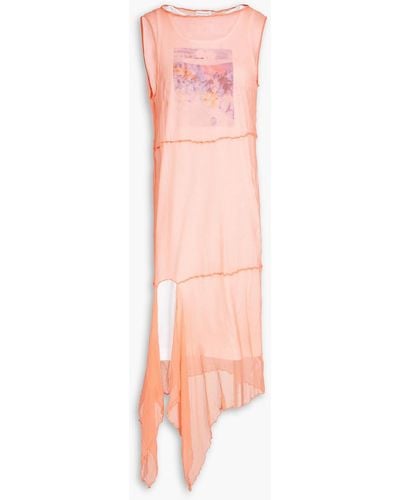 Dries Van Noten Layered Printed Silk-georgette Midi Dress - Pink
