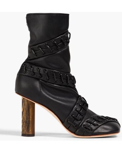 A.W.A.K.E. MODE Greta Lace-up Faux Leather Ankle Boots - Black