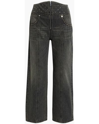 Valentino Garavani Cropped Studded High-rise Wide-leg Jeans - Black