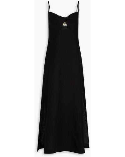 Casa Raki Lara Twisted Linen Midi Dress - Black