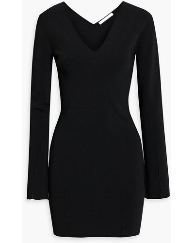 Helmut Lang Cutout Ribbed-knit Mini Dress - Black