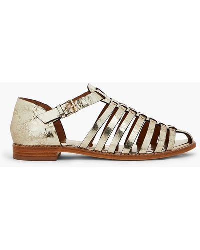 Tory Burch Cracked-leather Sandals - Metallic