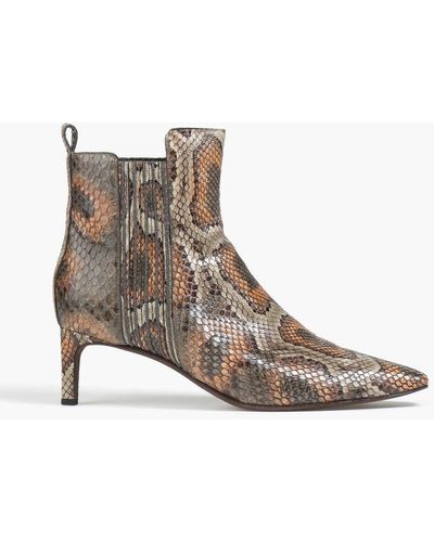 Brunello Cucinelli Snake-effect Leather Ankle Boots - Brown