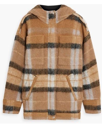 IRO Abeya Checked Brushed Wool-blend Tweed Hooded Jacket - Natural