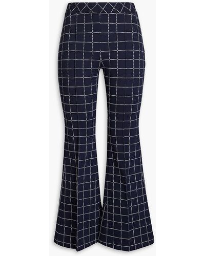 Rosetta Getty Checked Jacquard-knit Flared Pants - Blue