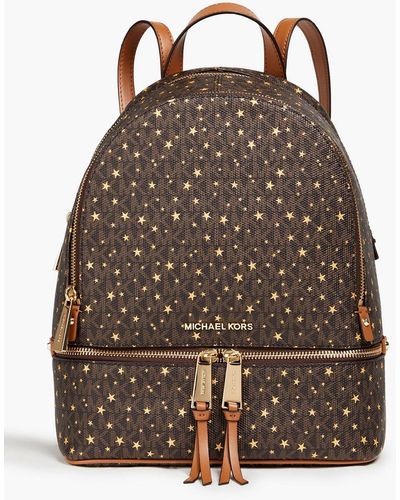MICHAEL Michael Kors Printed Coated Faux-textured Leather Backpack - Brown