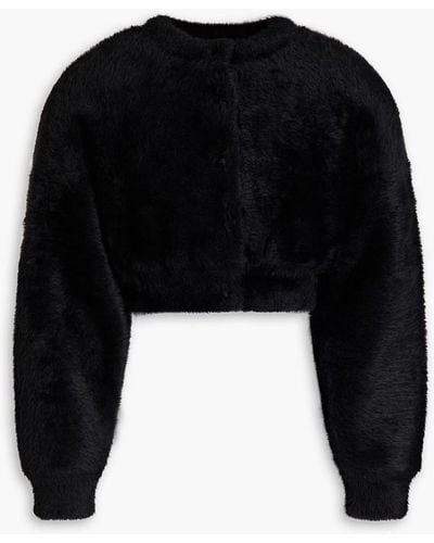 T By Alexander Wang Cropped Faux Fur Cardigan - Black