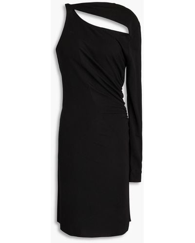 Victoria Beckham One-sleeve Cutout Jersey Mini Dress - Black