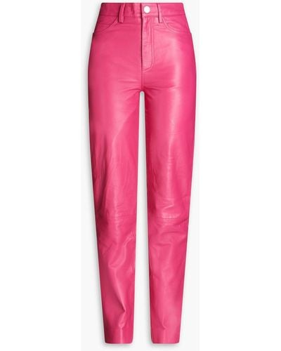 REMAIN Birger Christensen Lynn Leather Straight-leg Trousers - Pink