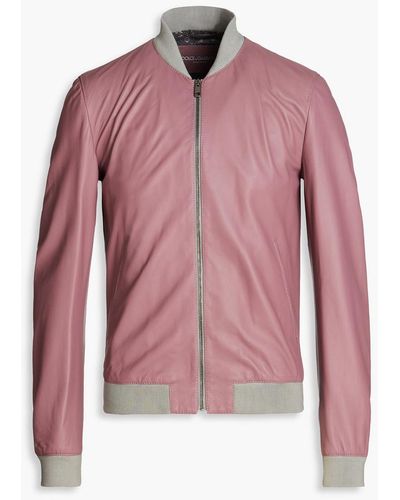 Dolce & Gabbana Two-tone Leather Bomber Jacket - Pink
