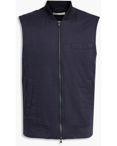120% Lino Linen And Cotton-blend Twill Vest - Blue