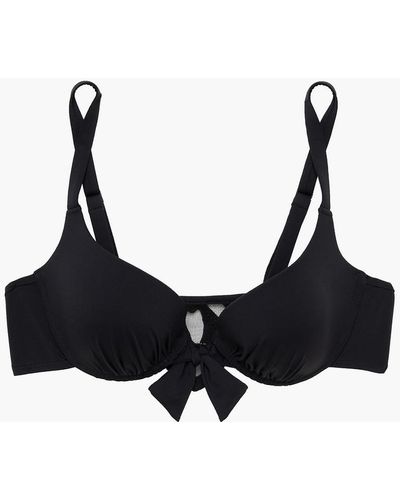 Simone Perele Maya Knotted Faux Leather-appliquéd Bikini Top - Black