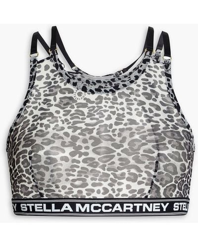 Stella McCartney Bustier aus stretch-mesh mit leopardenprint - Grau
