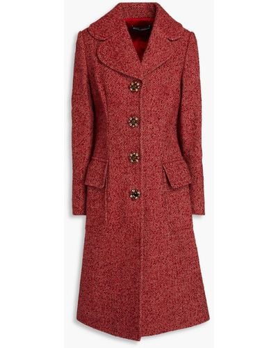 Dolce & Gabbana Herringbone Wool-blend Coat - Red