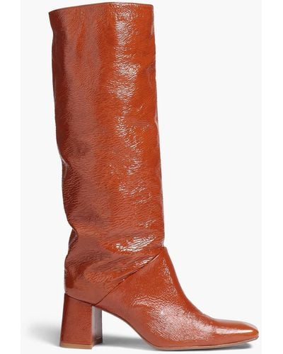 Miista Finola Cracked Patent-leather Boots - Brown