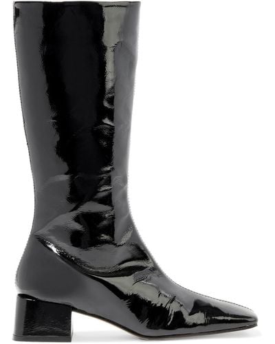 Miista Ember Crinkled Patent-leather Boots - Black