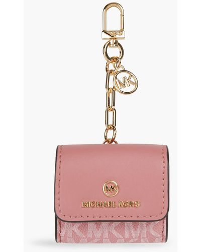 MICHAEL Michael Kors Logo-print Smooth And Faux Textured-leather Airpods Case - Pink