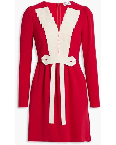 RED Valentino Bow-detailed Pleated Crepe Mini Dress - Red
