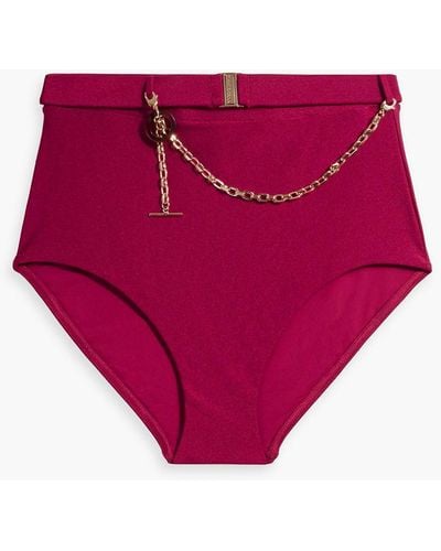 Zimmermann Chain-embellished Belted High-rise Bikini Briefs - Pink