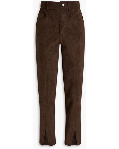 Nanushka Tapered Faux Suede Trousers - Brown