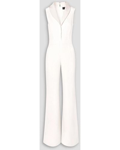 Brandon Maxwell Faille-trimmed Silk Crepe De Chine Jumpsuit - White