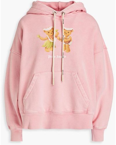 Palm Angels Printed French Cotton-terry Hoodie - Pink