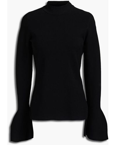 Diane von Furstenberg Fluted Stretch-knit Jumper - Black