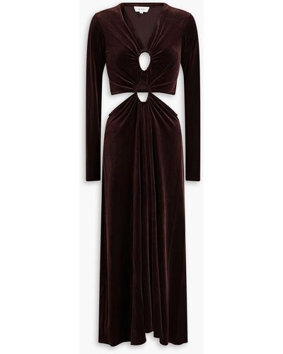 A.L.C. Maeve Gathered Cutout Velvet Midi Dress - Black