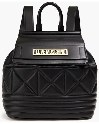 Love Moschino Quilted Faux Leather Backpack - Black