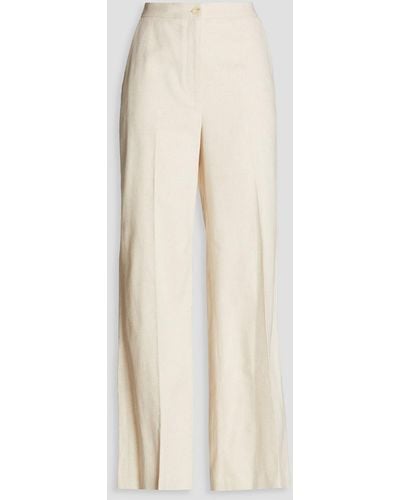 Claudie Pierlot Cotton And Linen-blend Twill Straight-leg Trousers - Natural
