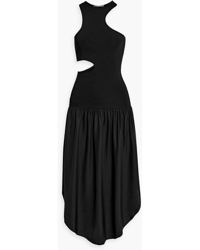Stella McCartney Cutout Silk And Stretch-knit Midi Dress - Black