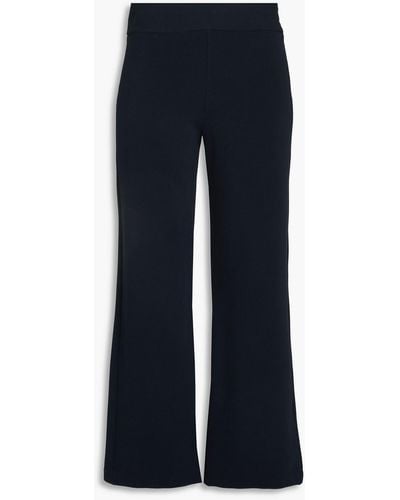 Emporio Armani Cropped Ribbed Jersey Flared Pants - Blue