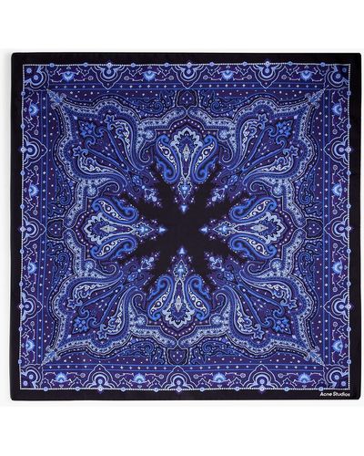 Acne Studios Printed Silk-twill Scarf - Blue