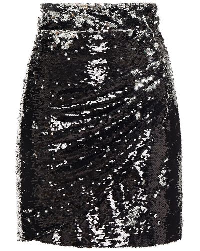 Dundas Wrap-effect Sequined Tulle Mini Skirt - Black