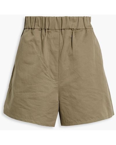 Tibi Cotton And Linen-blend Shorts - Green