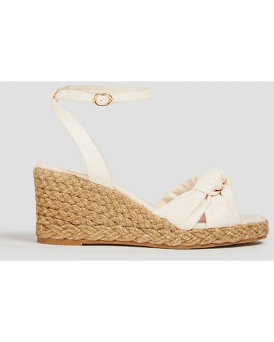 Stuart Weitzman Playa Knotted Leather Espadrille Wedge Sandals - White