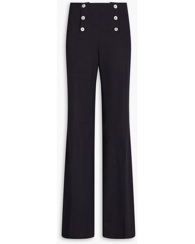 Giuliva Heritage Sailor Button-detailed Linen-blend Twill Bootcut Trousers - Blue