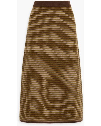Co. Striped Jacquard-knit Cashmere Midi Skirt - Natural