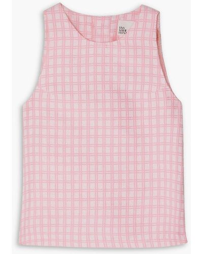 Lisa Marie Fernandez Checked Cotton-blend Bouclé-jacquard Top - Pink