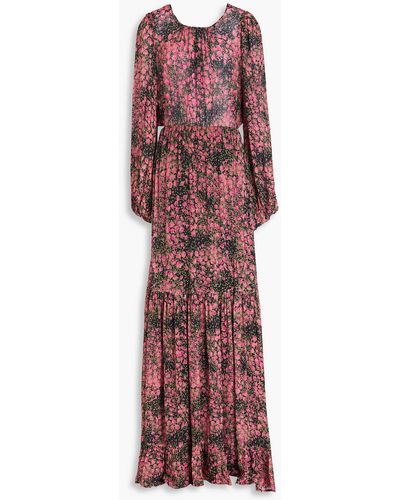 byTiMo Gathered Floral-print Georgette Maxi Dress