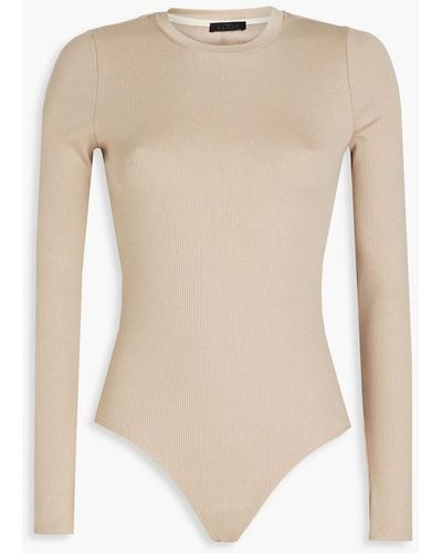 The Range Cutout Ribbed Tm-blend Jersey Bodysuit - White