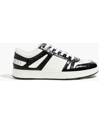 Jimmy Choo Hawaii Two-tone Croc-effect Leather Sneakers - Black